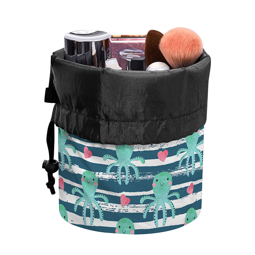 Cute Octopus Pattern Print Drawstring Makeup Bag