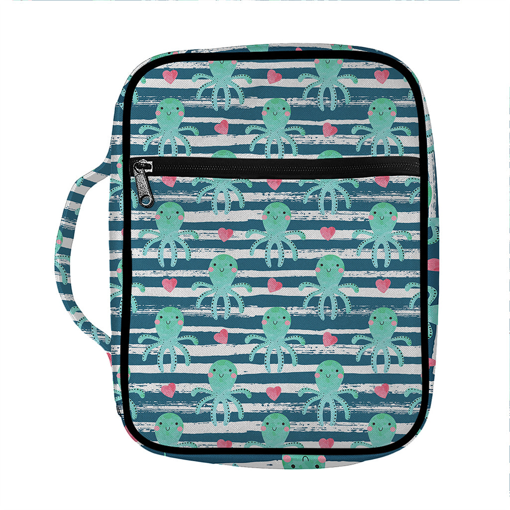 Cute Octopus Pattern Print Front Pocket Bible Bag