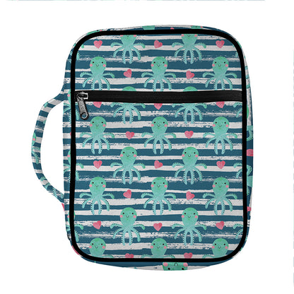 Cute Octopus Pattern Print Front Pocket Bible Bag