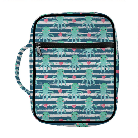 Cute Octopus Pattern Print Front Pocket Bible Bag