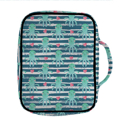 Cute Octopus Pattern Print Front Pocket Bible Bag