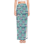 Cute Octopus Pattern Print High Slit Maxi Skirt