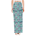 Cute Octopus Pattern Print High Slit Maxi Skirt