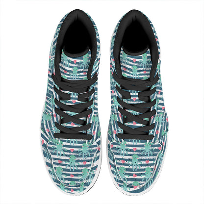 Cute Octopus Pattern Print High Top Leather Sneakers