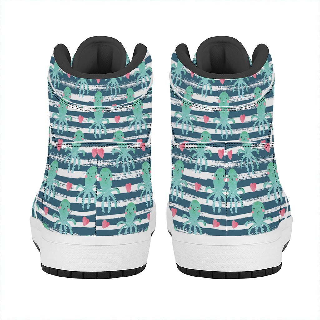 Cute Octopus Pattern Print High Top Leather Sneakers