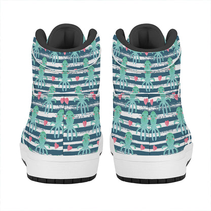 Cute Octopus Pattern Print High Top Leather Sneakers
