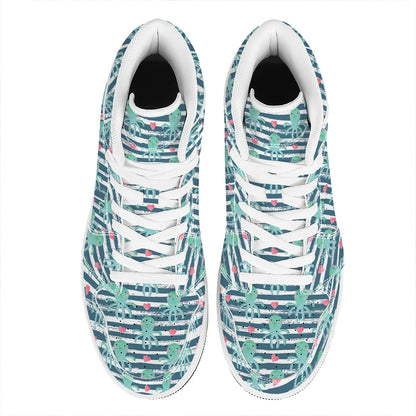 Cute Octopus Pattern Print High Top Leather Sneakers