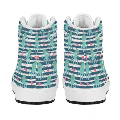 Cute Octopus Pattern Print High Top Leather Sneakers