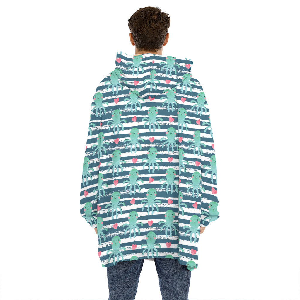 Cute Octopus Pattern Print Hoodie Blanket