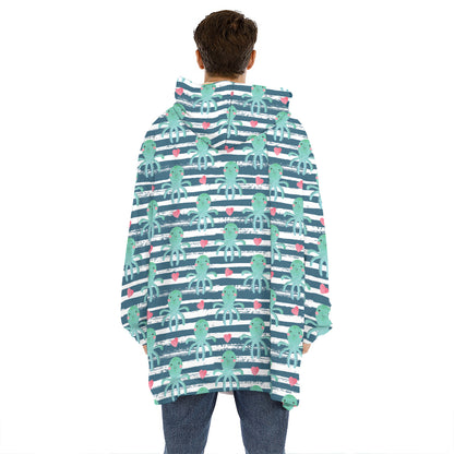 Cute Octopus Pattern Print Hoodie Blanket
