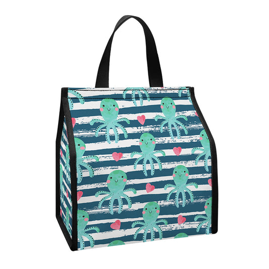 Cute Octopus Pattern Print Insulated Lunch Tote