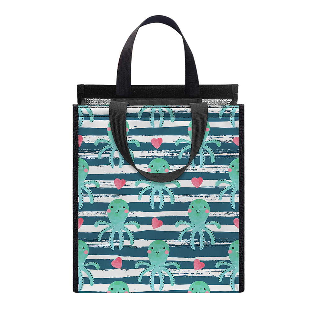 Cute Octopus Pattern Print Insulated Lunch Tote