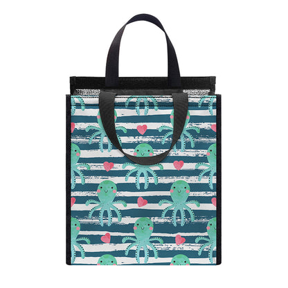 Cute Octopus Pattern Print Insulated Lunch Tote