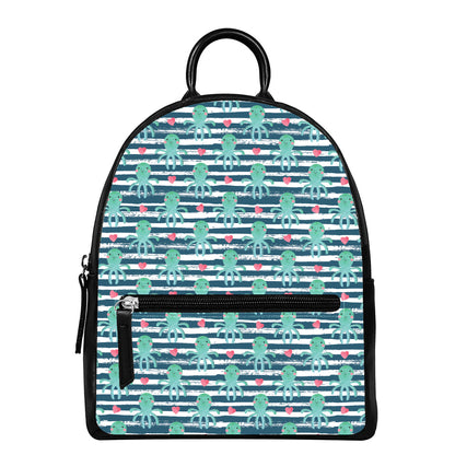 Cute Octopus Pattern Print Leather Backpack