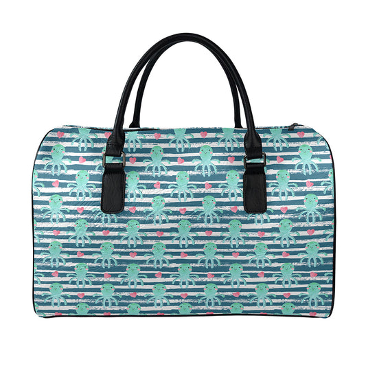 Cute Octopus Pattern Print Leather Duffle Bag