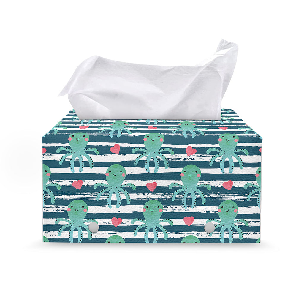 Cute Octopus Pattern Print Leather Tissue Box Cover