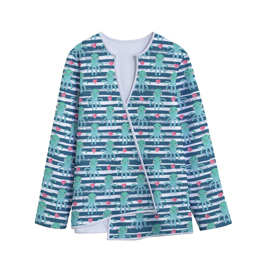 Cute Octopus Pattern Print Long Sleeve Short Coat