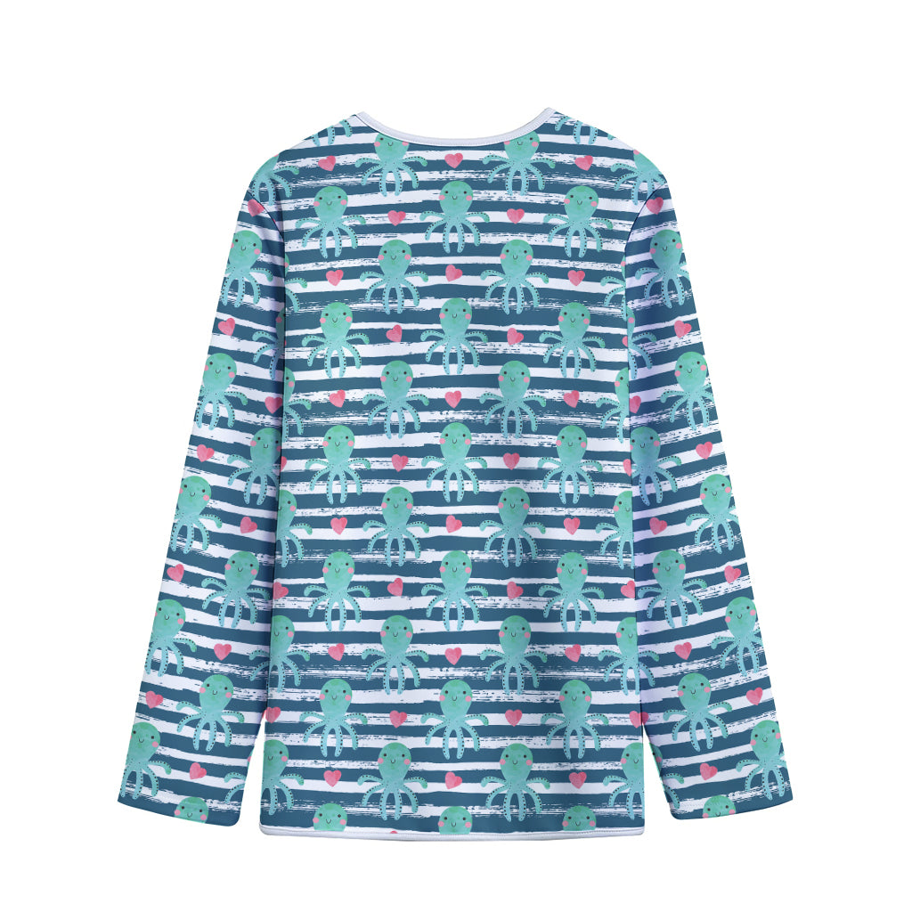 Cute Octopus Pattern Print Long Sleeve Short Coat