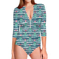 Cute Octopus Pattern Print Long Sleeve Swimsuit