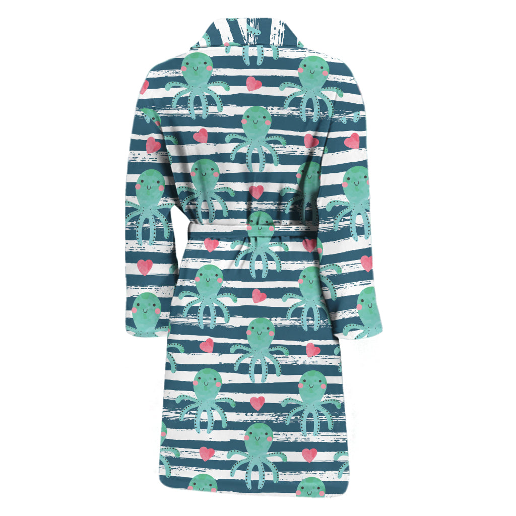 Cute Octopus Pattern Print Men's Bathrobe