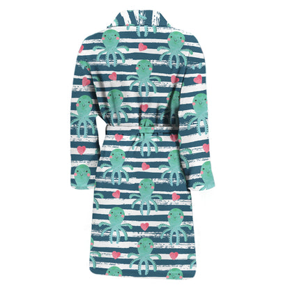 Cute Octopus Pattern Print Men's Bathrobe