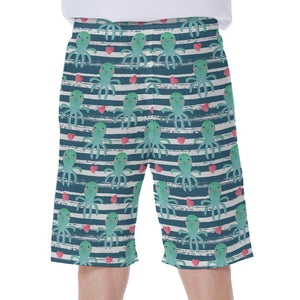 Cute Octopus Pattern Print Men's Beach Shorts