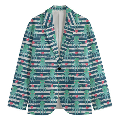 Cute Octopus Pattern Print Men's Blazer