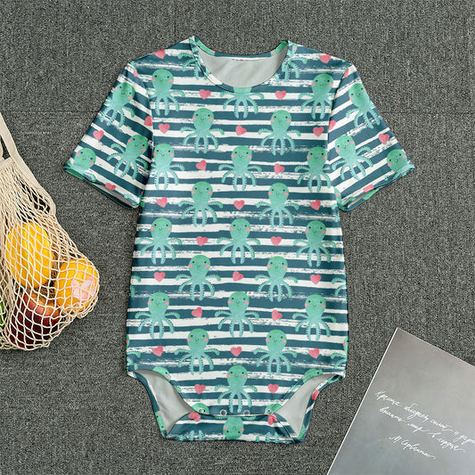 Cute Octopus Pattern Print Men's Bodysuit