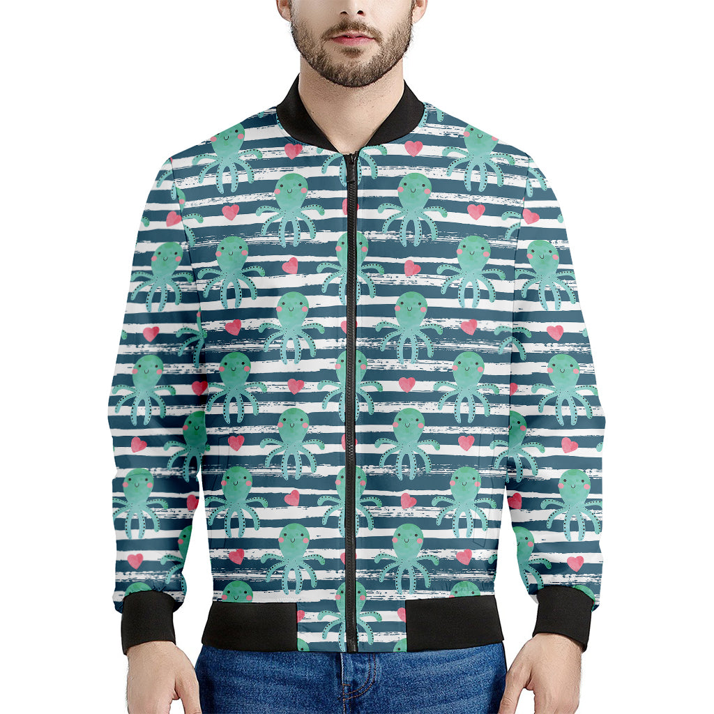 Cute Octopus Pattern Print Men's Bomber Jacket