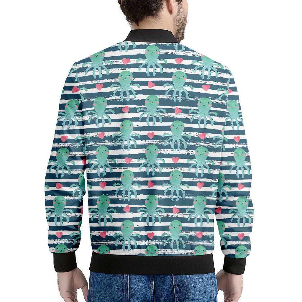 Cute Octopus Pattern Print Men's Bomber Jacket