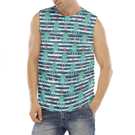 Cute Octopus Pattern Print Men's Fitness Tank Top