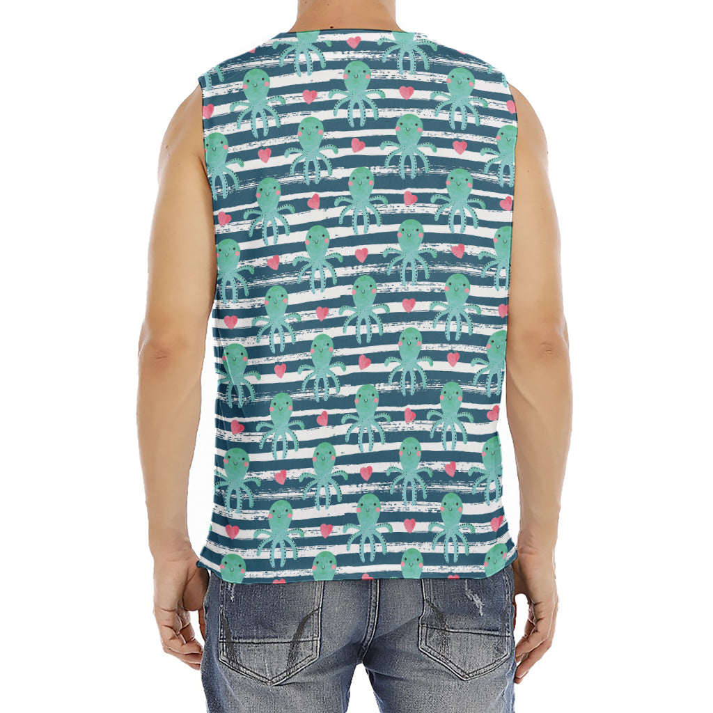 Cute Octopus Pattern Print Men's Fitness Tank Top