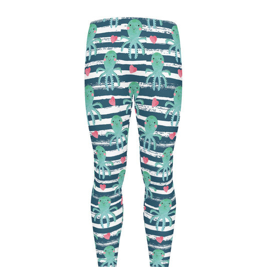 Cute Octopus Pattern Print Men's leggings