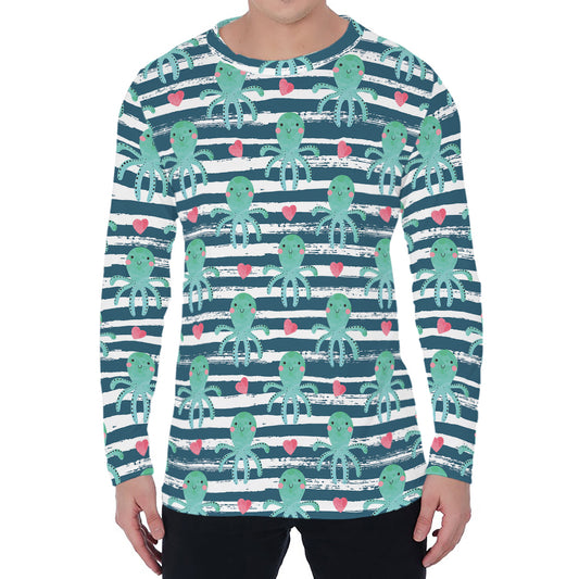 Cute Octopus Pattern Print Men's Long Sleeve T-Shirt