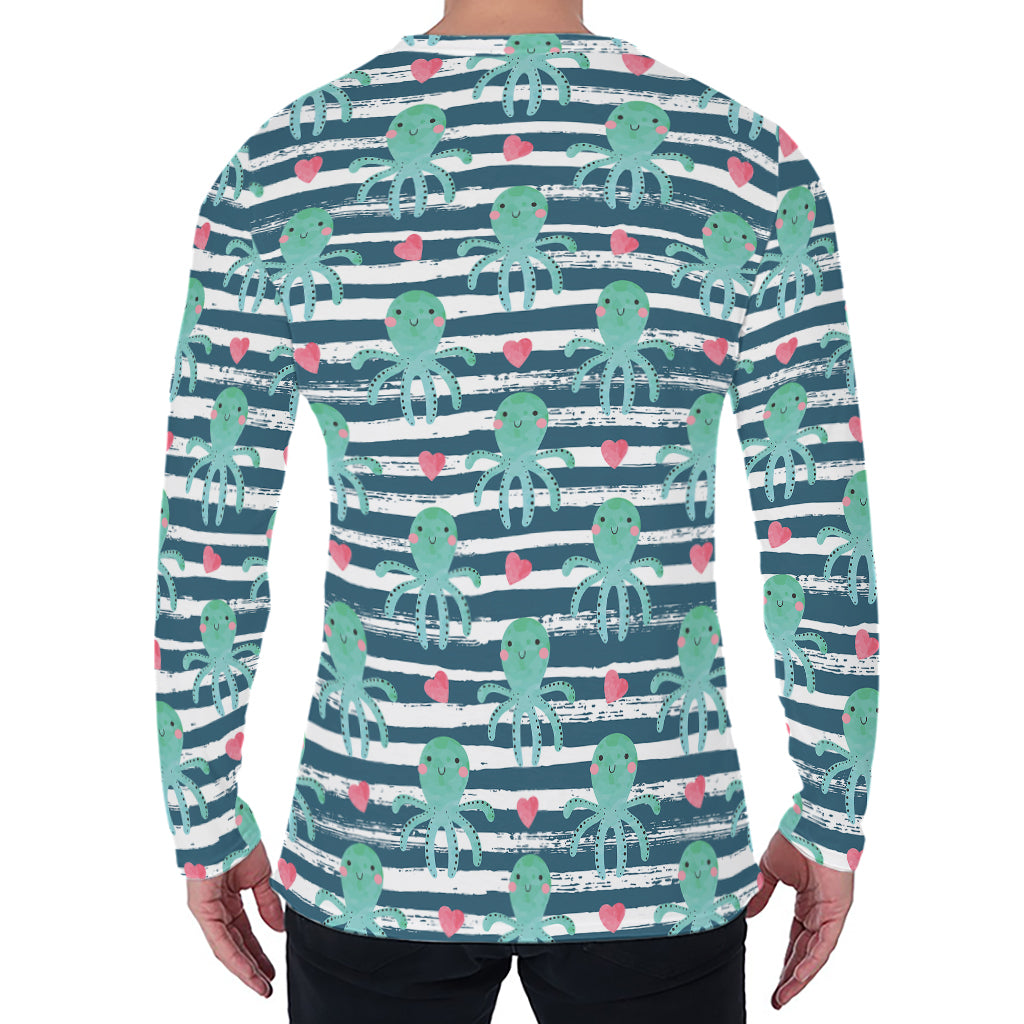 Cute Octopus Pattern Print Men's Long Sleeve T-Shirt
