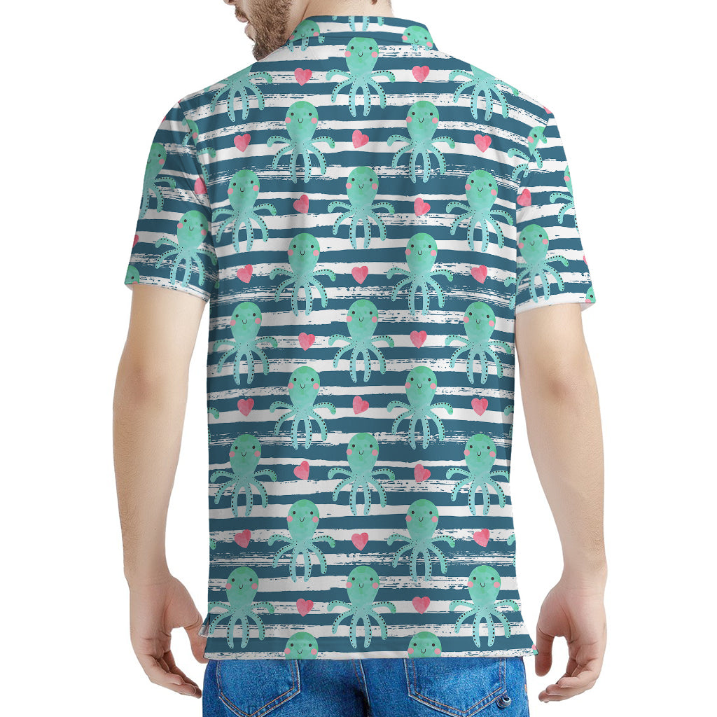 Cute Octopus Pattern Print Men's Polo Shirt