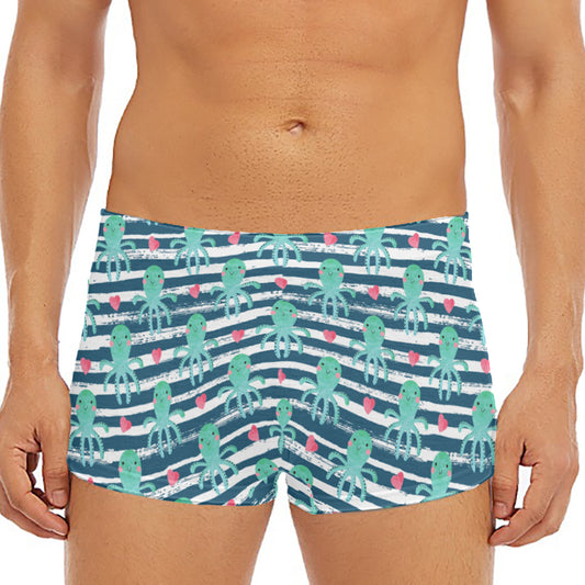 Cute Octopus Pattern Print Men's Short Boxer Briefs