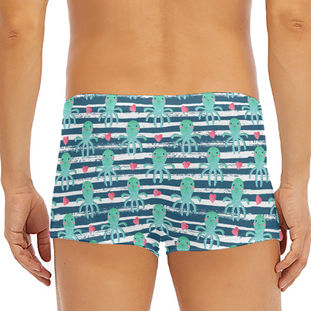 Cute Octopus Pattern Print Men's Short Boxer Briefs