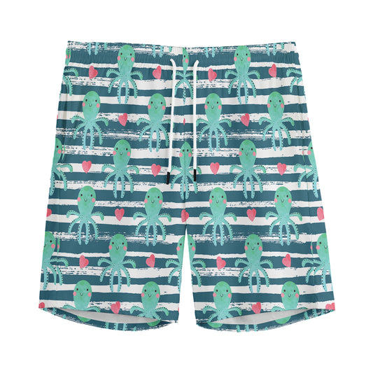 Cute Octopus Pattern Print Men's Sports Shorts