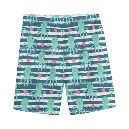 Cute Octopus Pattern Print Men's Sports Shorts