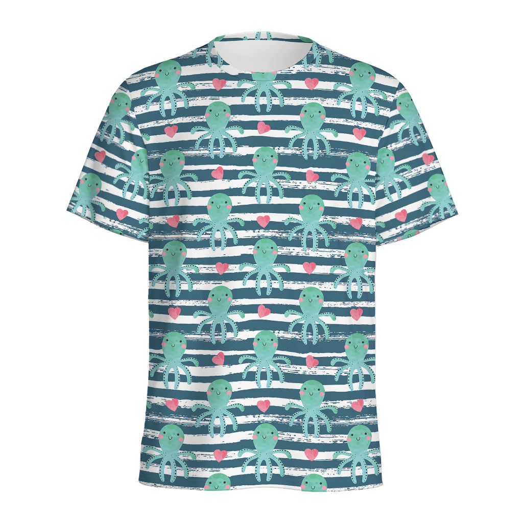 Cute Octopus Pattern Print Men's Sports T-Shirt