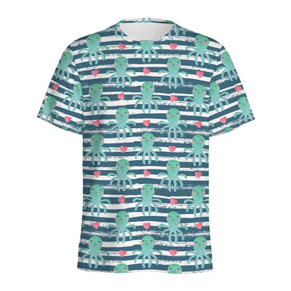 Cute Octopus Pattern Print Men's Sports T-Shirt
