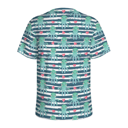 Cute Octopus Pattern Print Men's Sports T-Shirt