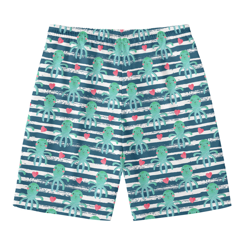 Cute Octopus Pattern Print Men's Swim Trunks