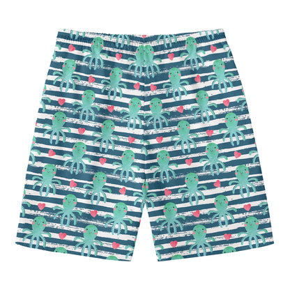 Cute Octopus Pattern Print Men's Swim Trunks