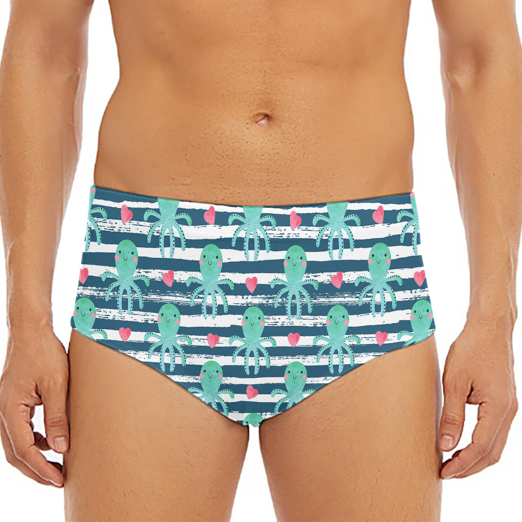 Cute Octopus Pattern Print Men's Triangle Swim Briefs