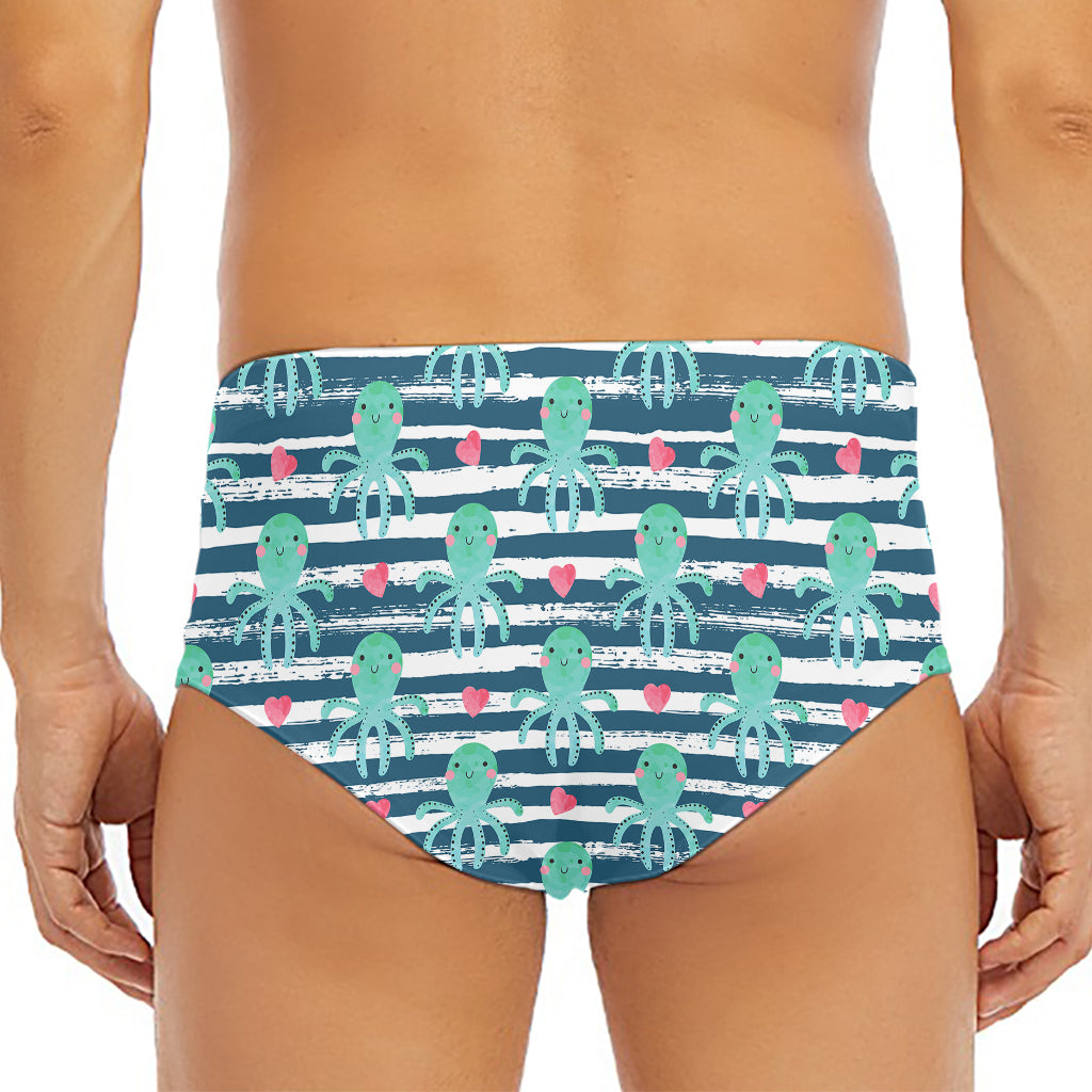 Cute Octopus Pattern Print Men's Triangle Swim Briefs