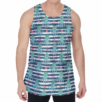 Cute Octopus Pattern Print Men's Velvet Tank Top