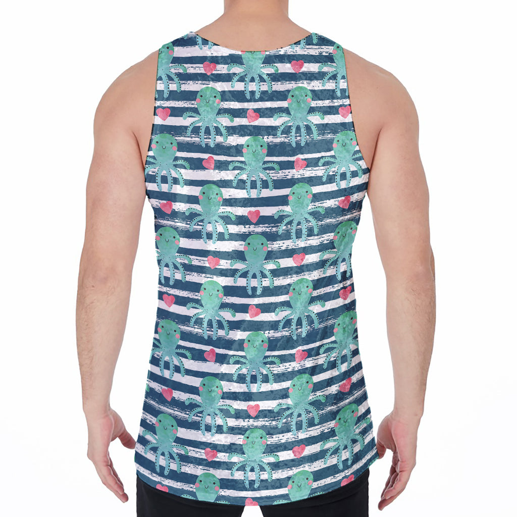 Cute Octopus Pattern Print Men's Velvet Tank Top