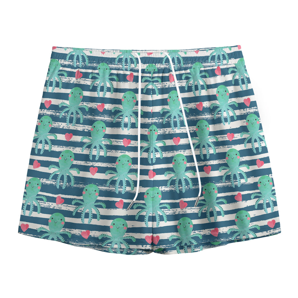 Cute Octopus Pattern Print Mesh Shorts